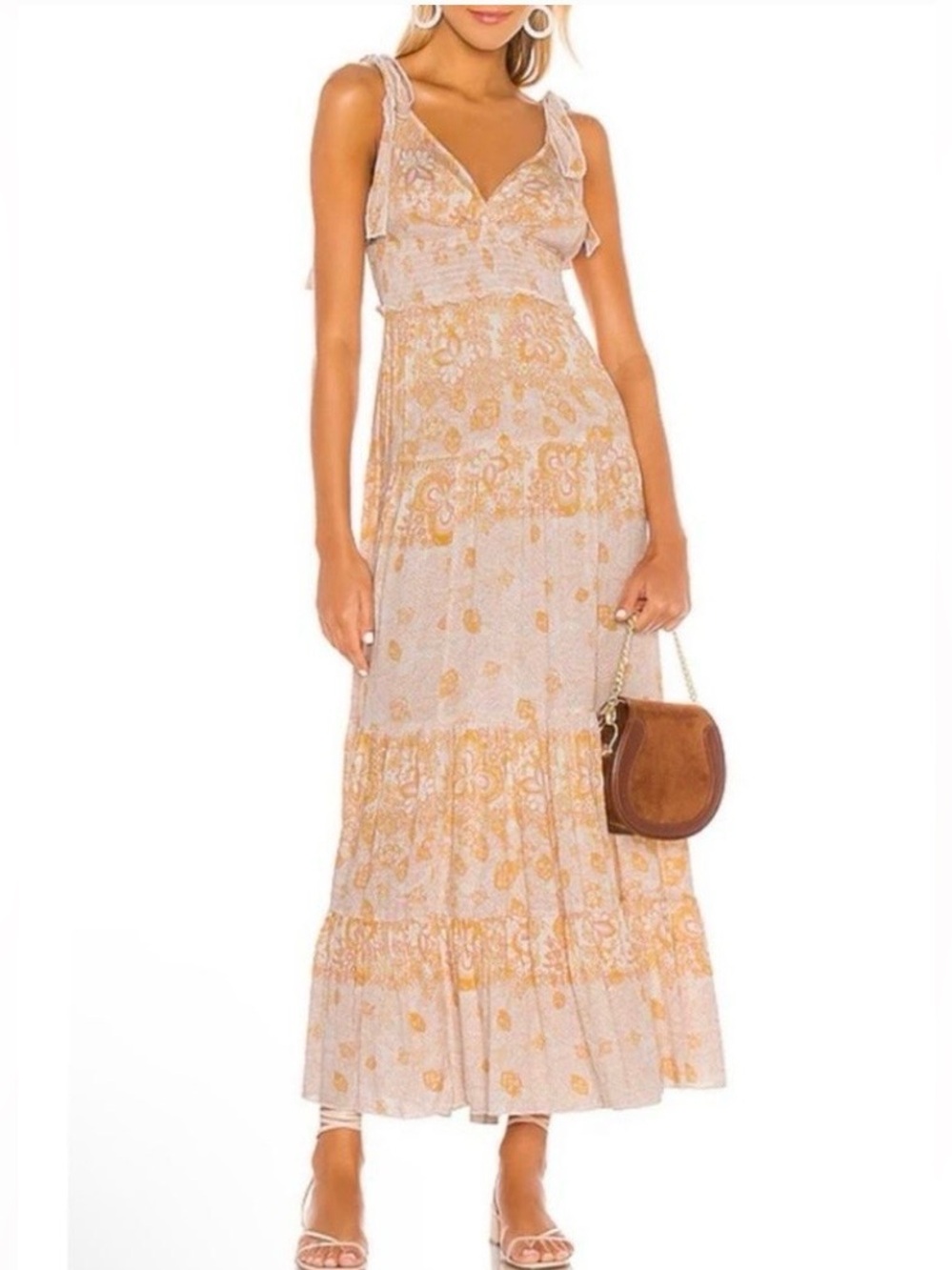 Free People Yellow & Cream Floral Tiered Maxi Dress - Picture 2 of 11